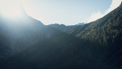 beautiful big mountains incredible nature and mysterious forest
