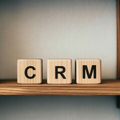Wooden blocks spelling "CRM" , symbolizing customer relationship management, business growth, client data, sales, marketing, service, and corporate strategy concepts.
