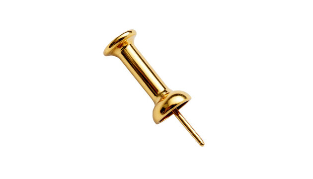 recommend clip art: Golden stationery push pin isolated on transparent background