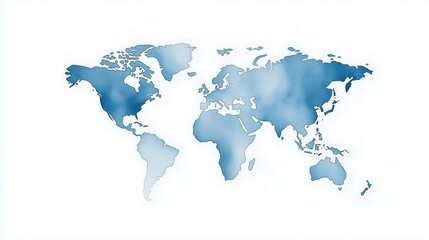 Artistic Watercolor World Map in Blue with Dripping Effect, Representing Global Concept and Creative Design, Generative AI