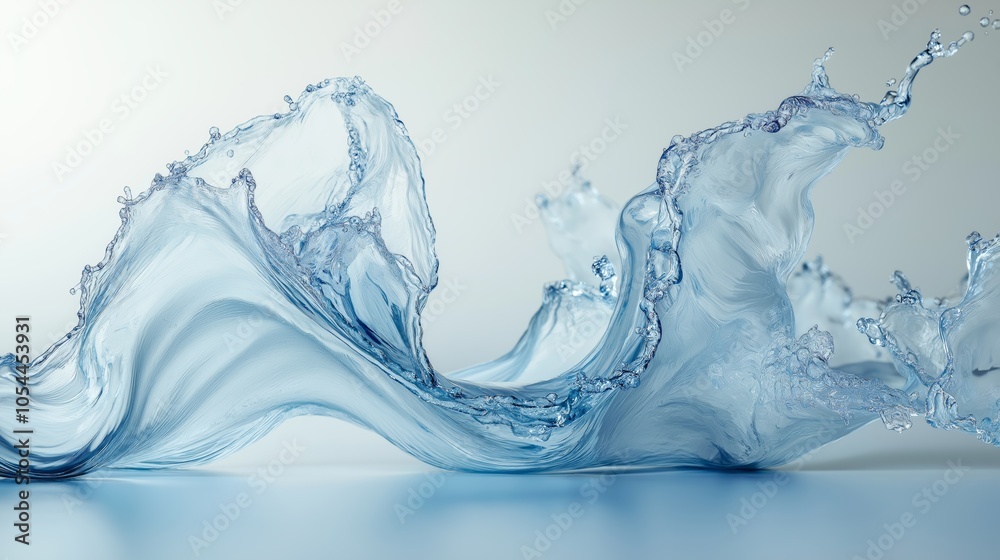 Poster elegant abstract water splash in motion depicting fluidity, purity, and dynamic natural movement in 