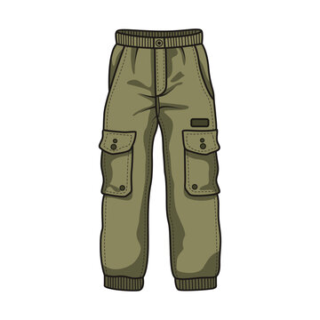 green cargo pants cartoon style clip art preview