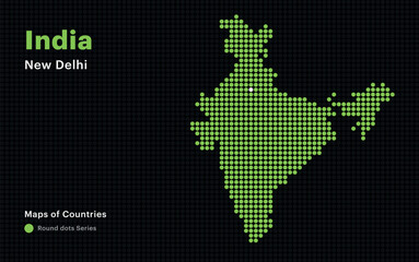 Fototapeta premium Creative Dotted Map of India with capital New Delhi. Round dots