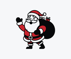 Happy Santa Silhouette EPS Vector Template Illustration