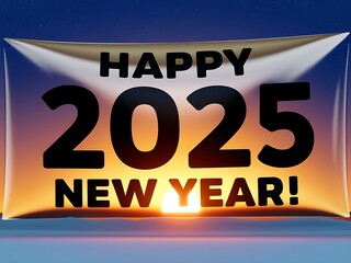 Shiny Gold Happy 2025 New Year Card