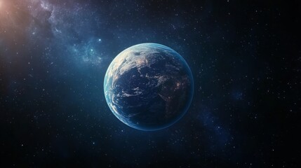 Obraz premium View of Earth from space with vibrant colors and sparkling stars during a clear cosmic night