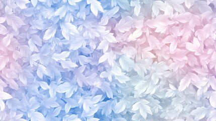 Obraz premium A seamless pattern of delicate pastel leaves in pink, purple, and blue tones, creating a soft and dreamy botanical design.