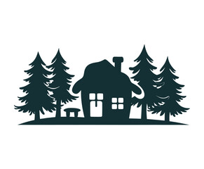Obraz premium Cozy Winter Retreat Silhouette EPS Vector Template Illustration