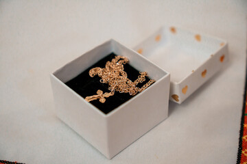 Elegant Gold Necklace in a Decorative Box