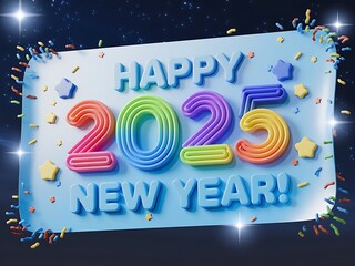 Bright Multicolor Happy New Year 2025