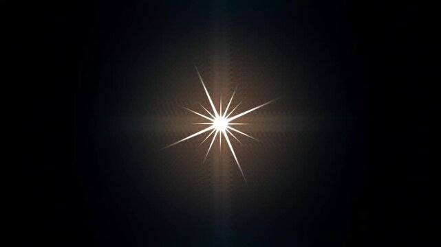 Optical Flare Flash Effect on Black Screen Shiny Star Flayer Overlay 4K Video Blinking Shining Star Photography Light Ray and Light Effect for Digital Projects