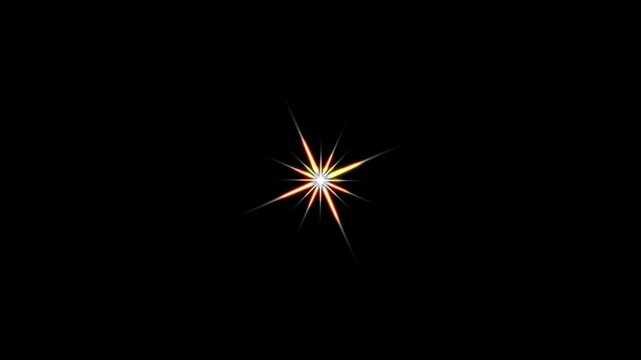 Optical Flare Flash Effect on Black Screen Shiny Star Flayer Overlay 4K Video Blinking Shining Star Photography Light Ray and Light Effect for Digital Projects