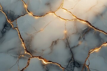 Elegant marbled surface with golden veins and cracks in an abstract design