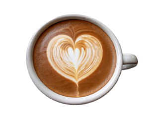 heart shaped cup of coffee