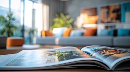 Cozy Living Room with Open Catalog