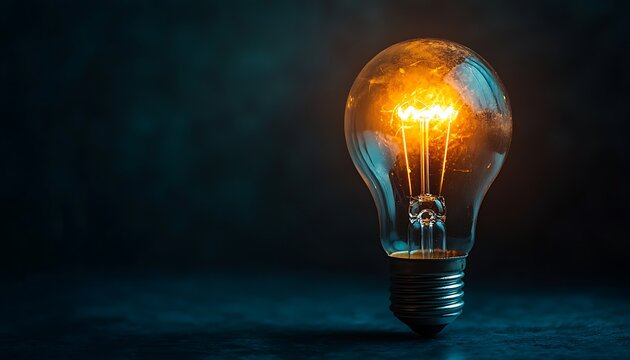 Isolated view of a light bulb turned off, against a dark background.