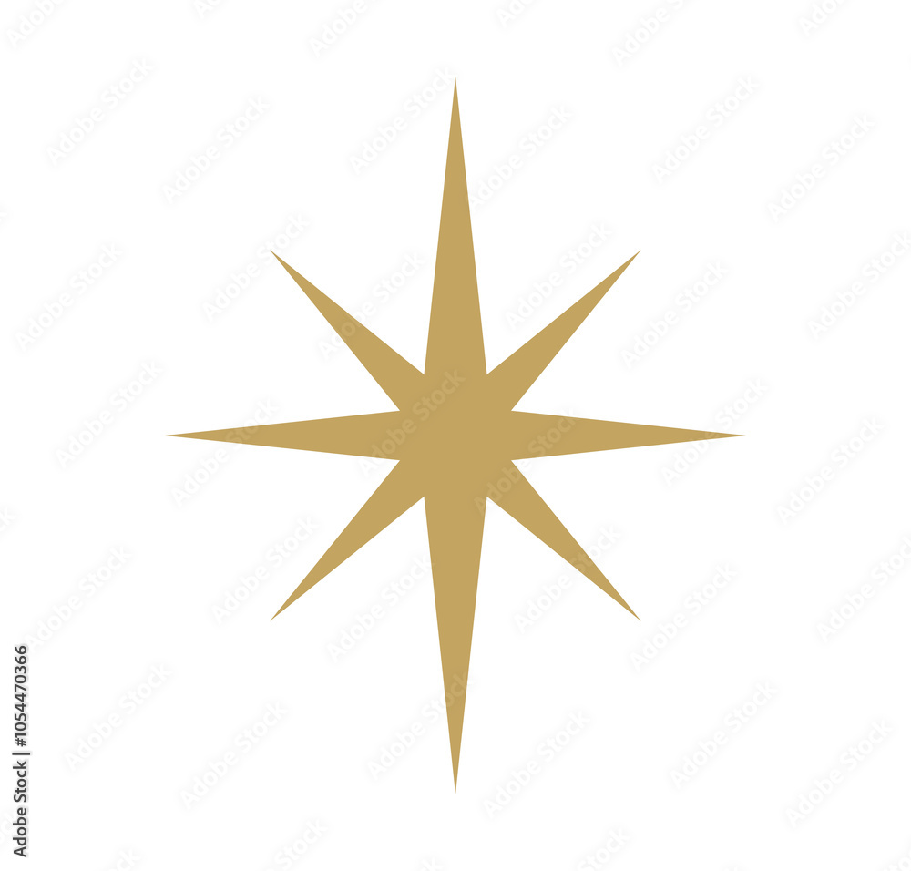 Wall mural christmas star icon. png illustration on transparent background.