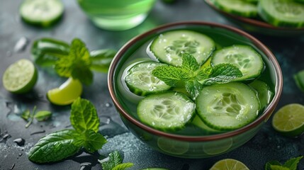 Obraz premium Refreshing Cucumber and Mint Detox Water Recipe