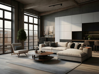Fototapeta premium Interior of the modern loft apartment