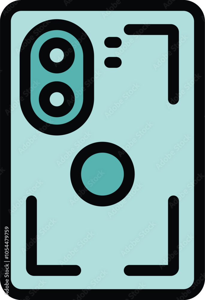 Wall mural simple icon of a smartphone with a dual camera lens system, ideal for websites and apps related to t