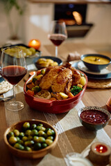 Thanksgiving table setting in dining room.