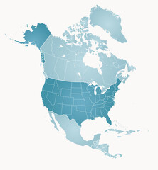 Outline map of North America