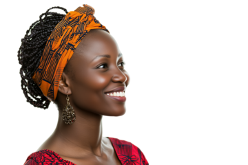 Portrait of a Smiling African Woman in a Headscarf
