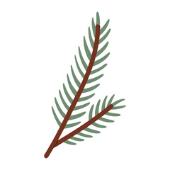 Minimalist Fir Branch Forest Vector Icon