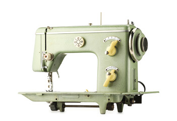 One vintage sewing machine isolated on white
