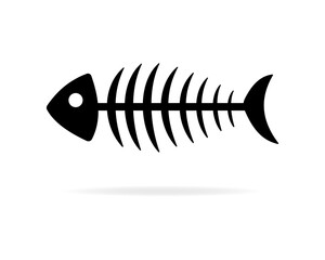 Fishbone. Fishbone skeleton silhouette vector.
