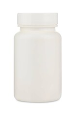 Medical bottle with pills isolated on white