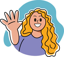 Cute Girl saying hi Cartoon cute Vector illustration