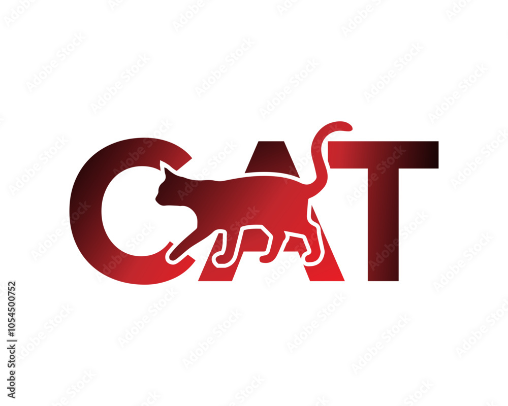 Fototapete red and black gradient color cat with text