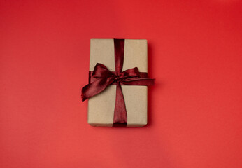 craft gift box with burgundy color bow