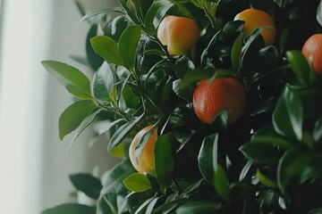 Lush green tree filled with ripening oranges symbolizing growth vitality and the abundance of nature in a rural orchard setting
