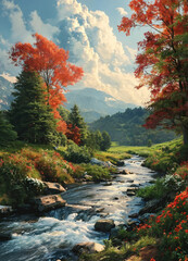 Obraz premium autumn forest in the mountains