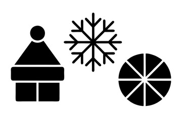 Santa hat, Snowflake and Gift box. Christmas line icons. New year linear icon set. Geometric elements. Quality signs set. Editable Vector icon set.