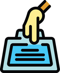 Hand is putting a vote paper in the ballot box during election time