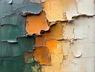 Obraz premium Peeling paint on a wall with multiple colors of paint