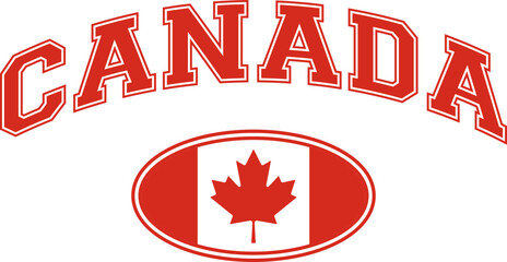 Canada Maple Leaf Flag Lettering - Patriotic Vector Design