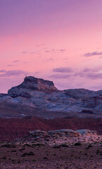 Majestic Desert Landscape Under Pink Sky in Utah at Sunset