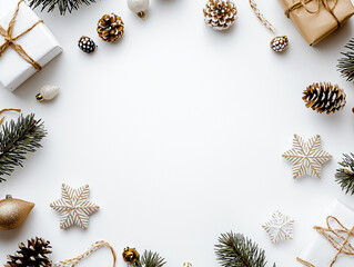 christmas celebration greeting card with decorations branches and details winter theme