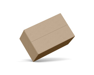 Simple brown cardboard box with shadow beneath it