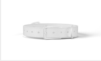 White adjustable belt with matching buckle in circular shape