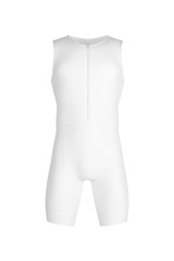 White Sleeveless Cycling Skinsuit with Aerodynamic Design and Front Zipper