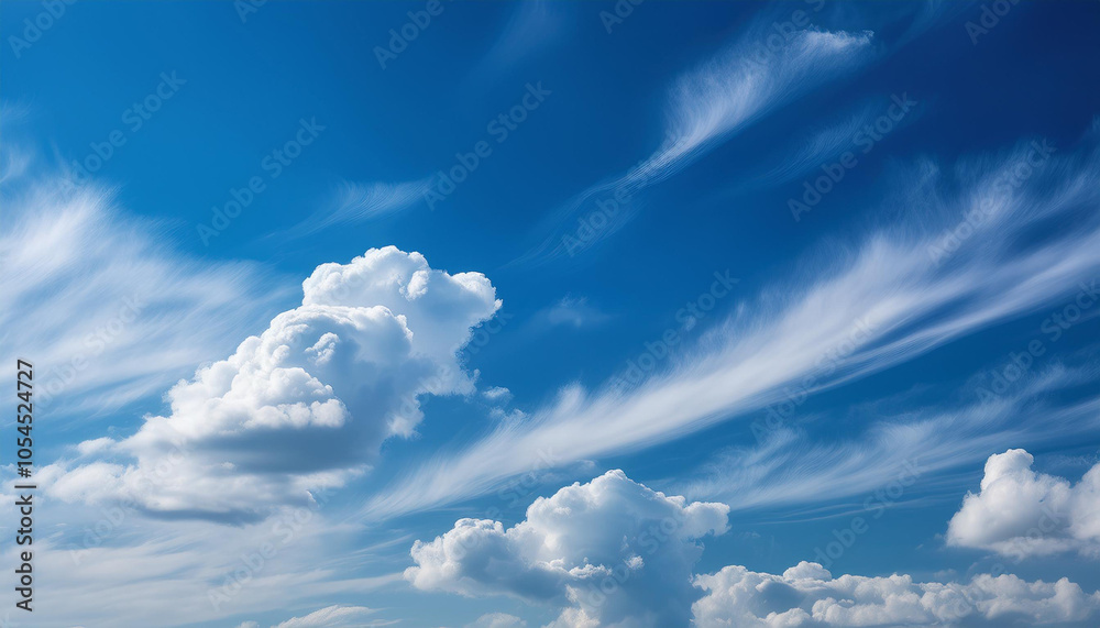 Wall mural light wistful clouds in a blue sky