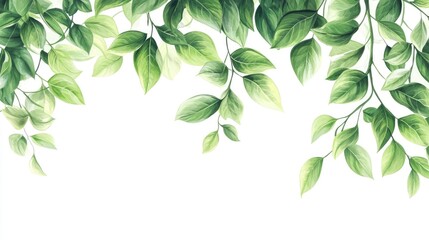 Naklejka premium Green nature leaves on white background vector isolated elements design