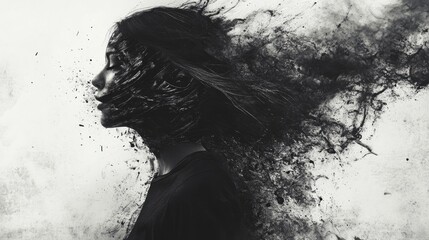 High key art grunge background in black and white