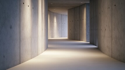 Curved concrete hallway