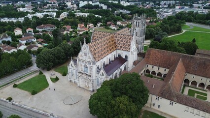 drone photo brou royal monastery france europe